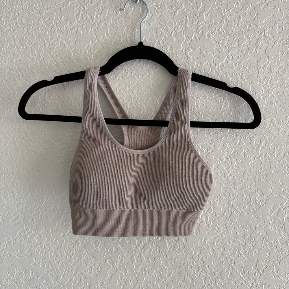 Seamless Ribbed Sports Bra - Mauve